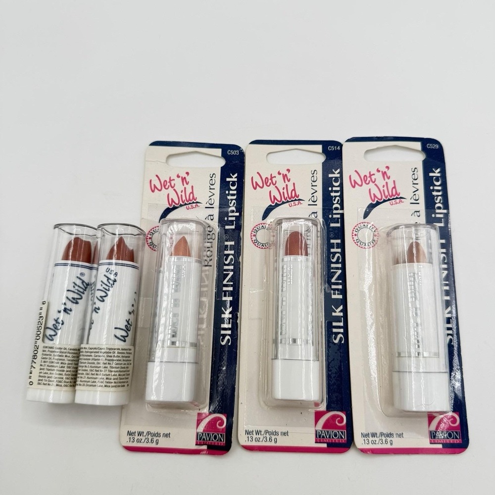 Vtg Wet 'n Wild Silk Finish Lipstick 1990'S Pavion NOS Sealed Blister Pack LOT 5